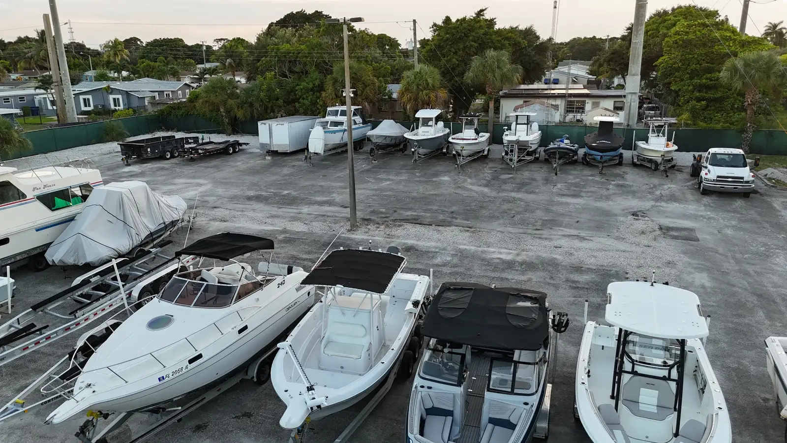 Boats and trailers parked at 3551 Avenue E
